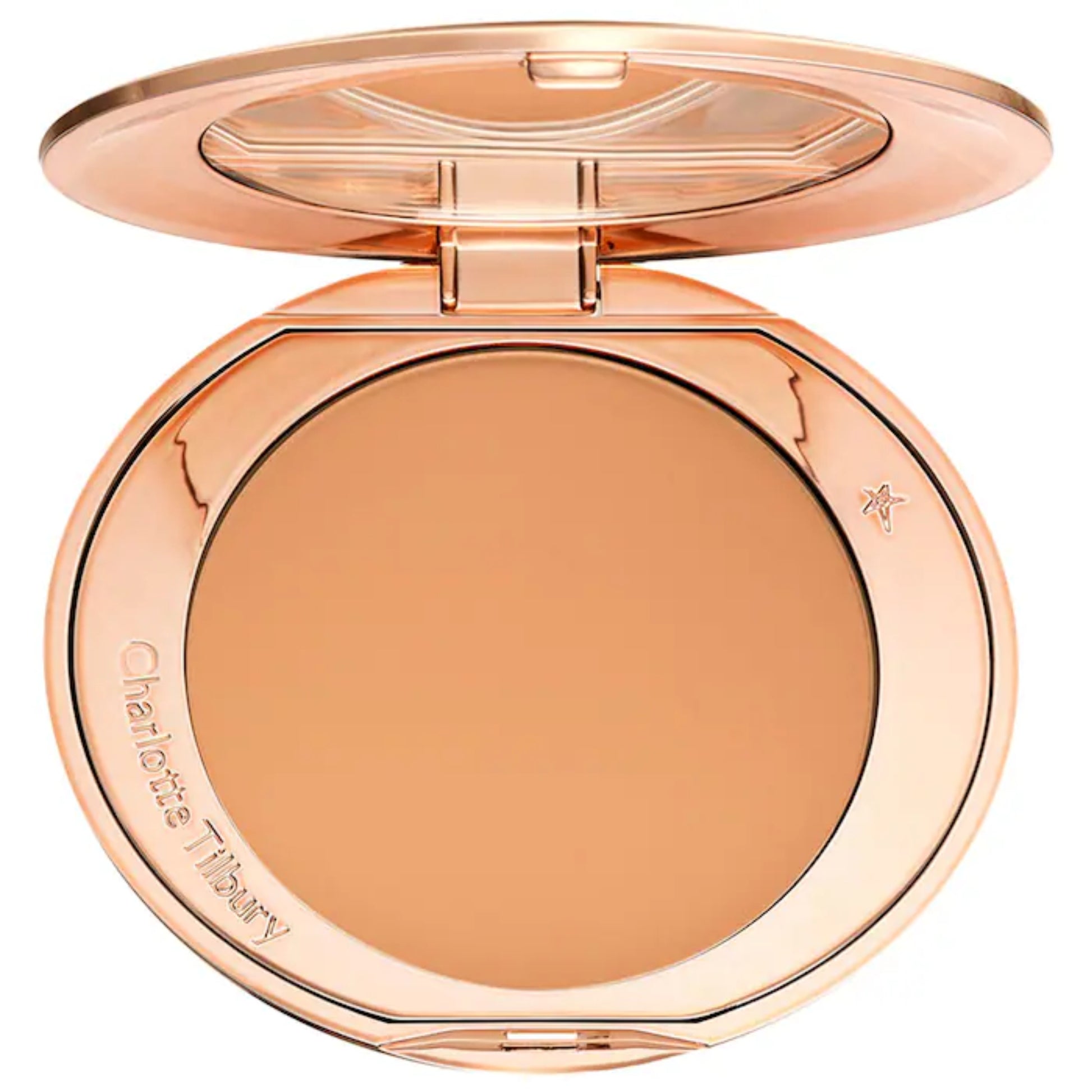 Polvo compacto fijador Efecto Natural Airbrush Flawless™ - Charlotte Tilbury vista frontal con fondo blanco.