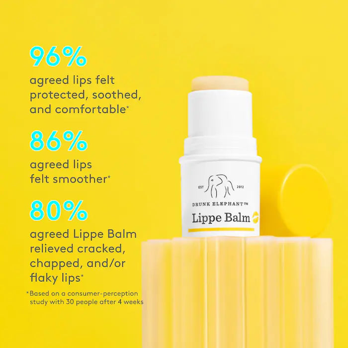 Bálsamo Labial Lippe Balm - Drunk Elephant vista frontal con fondo blanco.