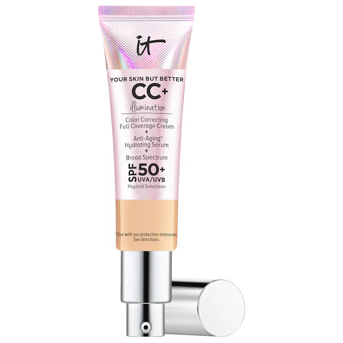 CC+ Cream Illumination con SPF 50+ - IT Cosmetics vista frontal con fondo blanco.