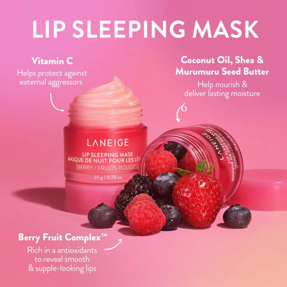 Mascarilla labial de hidratación intensiva Lip Sleeping Mask con Vitamina C - LANEIGE vista frontal con fondo blanco.