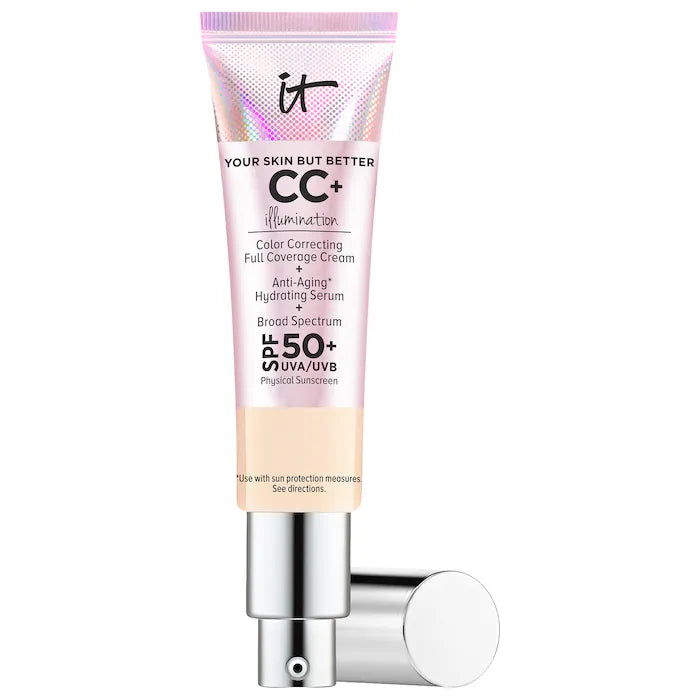 CC+ Cream Illumination con SPF 50+ - IT Cosmetics vista frontal con fondo blanco.