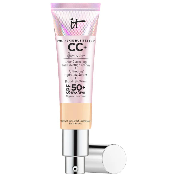 CC+ Cream Illumination con SPF 50+ - IT Cosmetics vista frontal con fondo blanco.