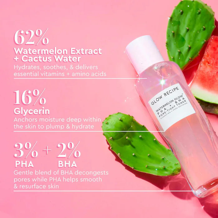 Tónico Facial minimizador de poros Watermelon Glow PHA + BHA - Glow Recipe