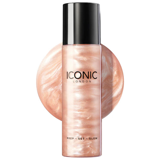 Fijador de Maquillaje Prep Set Glow Hydrating Glowy Setting Spray - Iconic London vista frontal con fondo blanco.