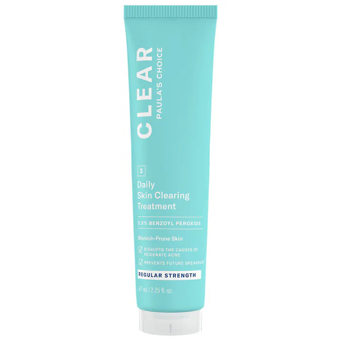 Tratamiento anti-acné CLEAR Daily Skin Clearing Treatment with 2.5% Benzoyl Peroxide™  - Paula's Choice vista frontal con fondo blanco.