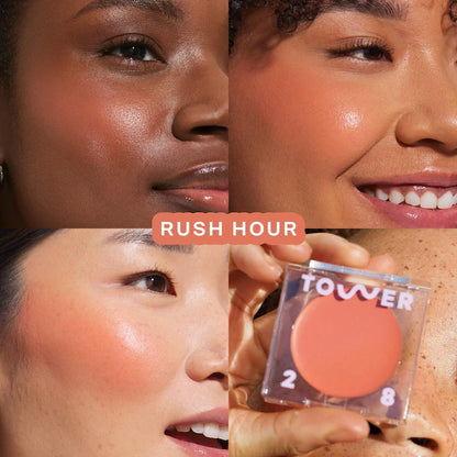 Rubor BeachPlease Lip + Cheek Cream Blush - Tower 28 vista frontal con fondo blanco.