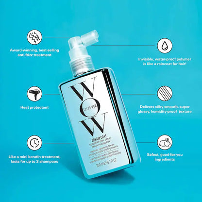 Spray Anti-Frizz Dream Coat™ Supernatural Treatment - COLOR WOW vista frontal con fondo blanco.