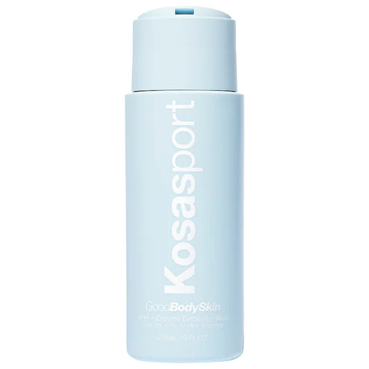 Gel de baño exfoliante enzimático Good Body Skin AHA+ - Kosas vista frontal con fondo blanco.