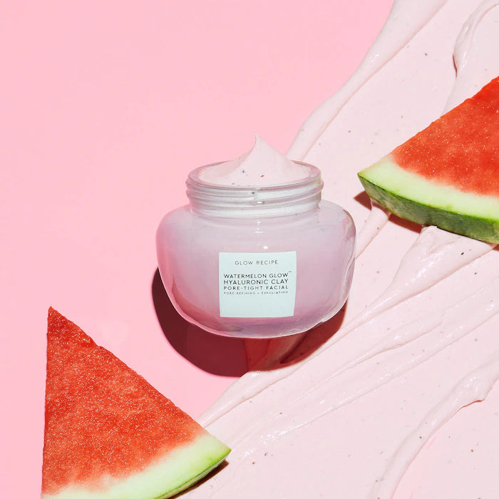 Watermelon Glow™ Mascarilla facial Arcilla Hialurónica reductora de poros - Glow Recipe vista frontal con fondo blanco.