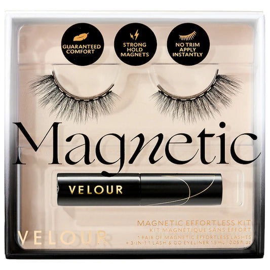 Kit de Pestañas magnéticas Magnetic Effortless - Velour Lashes vista frontal con fondo blanco.