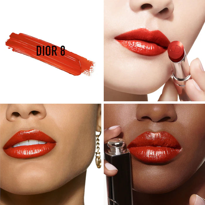 Labial Dior Addict Shine Lipstick - Dior vista frontal con fondo blanco.