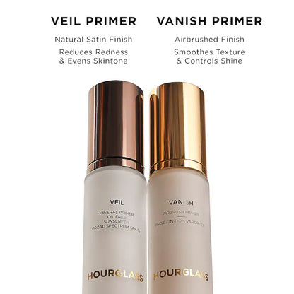 Vanish Airbrush Primer - Hourglass vista frontal con fondo blanco.