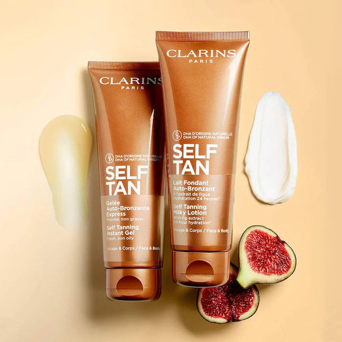 Autobronceador Self Tanning Face & Body Tinted Gel - Clarins vista frontal con fondo blanco.