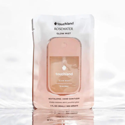 Sanitizante de Manos con Agua de Rosas Glow Mist Revitalizing - Touchland vista frontal con fondo blanco.