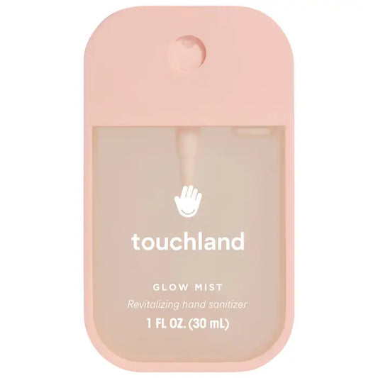 Sanitizante de Manos con Agua de Rosas Glow Mist Revitalizing - Touchland vista frontal con fondo blanco.