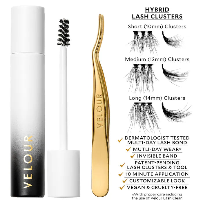 Kit de Pestañas postizas Velour-Xtensions™ - Velour Lashes vista frontal con fondo blanco.