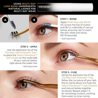 Pestañas postizas Velour-Xtensions™ False Lash Clusters - Velour Lashes vista frontal con fondo blanco.