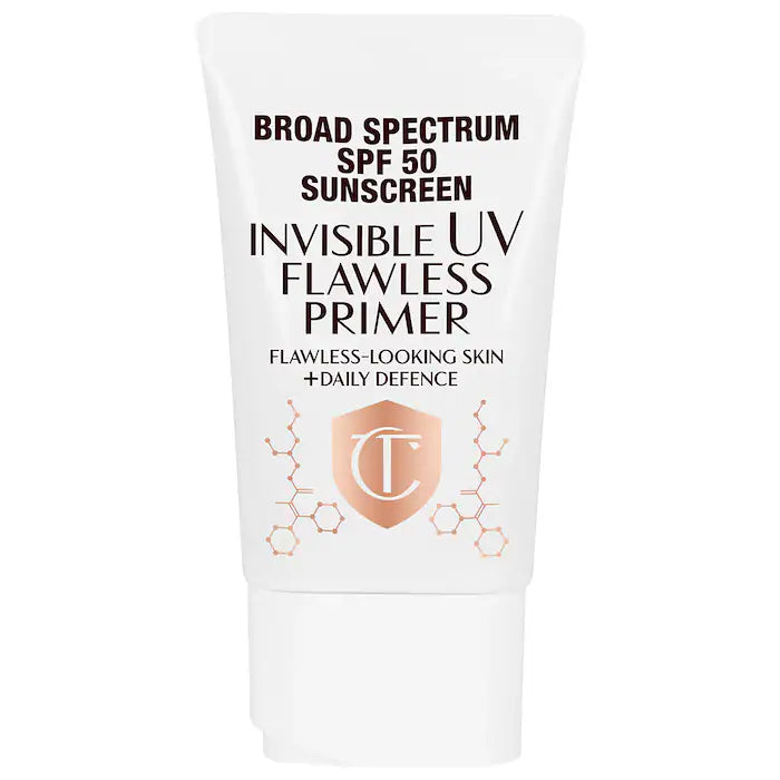 Primer Invisible UV Flawless SPF 50- Charlotte Tilbury vista frontal con fondo blanco.