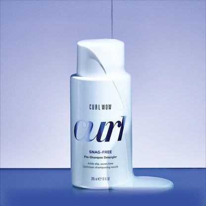 Pre-Shampoo Desenredante Curl Wow SNAG-FREE™ para cabellos rizados - COLOR WOW vista frontal con fondo blanco.