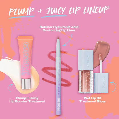 Labial hidratante Plump + Juicy Lip Booster Buttery Treatment - Kosas vista frontal con fondo blanco.