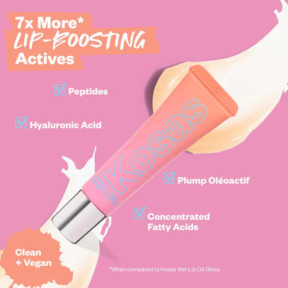 Labial hidratante Plump + Juicy Lip Booster Buttery Treatment - Kosas vista frontal con fondo blanco.