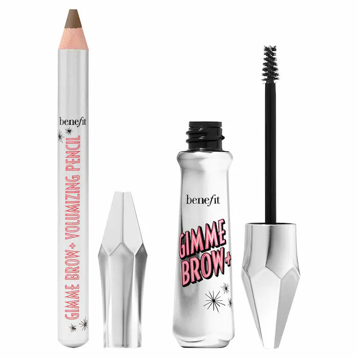 Set para cejas Gimme Brow Goals Volumizing Brow Gel & Pencil Duo - Benefit Cosmetics vista frontal con fondo blanco.