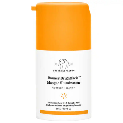 Bouncy Brightfacial™ Mascarilla Iluminadora con 10% Ácido Azelaico + 1% Ácido Salicílico - Drunk Elephant vista frontal con fondo blanco.