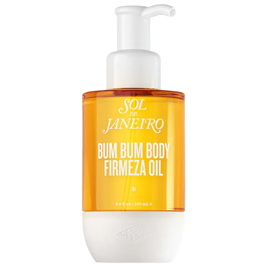 Bum Bum Firmeza™ Aceite Corporal Reafirmante y Desinflamante - Sol de Janeiro vista frontal con fondo blanco.