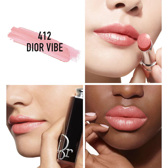 Labial Dior Addict Shine Lipstick - Dior vista frontal con fondo blanco.