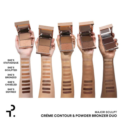 Duo Major Sculpt Crème Contour & Powder Bronzer - PATRICK TA vista frontal con fondo blanco.