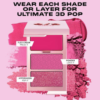 Rubor Cheek Clapper 3D Blush Trio Palette - ONE/SIZE by Patrick Starrr vista frontal con fondo blanco.