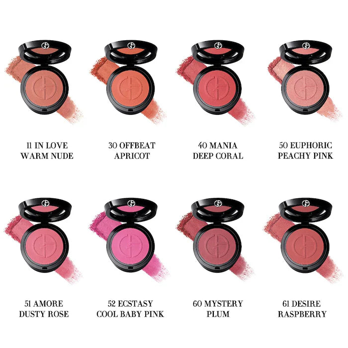 Rubor Luminous Silk Glow Blush - Armani Beauty vista frontal con fondo blanco.