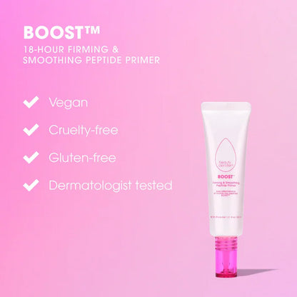 BOOST™ Primer 18-Hour reafirmante y suavizante Peptide + Ceramide - Beautyblender vista frontal con fondo blanco.