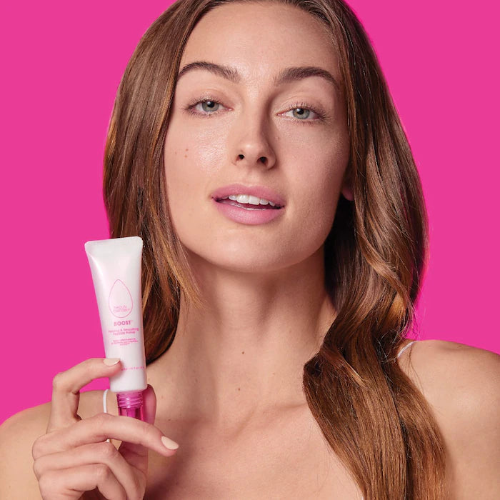 BOOST™ Primer 18-Hour reafirmante y suavizante Peptide + Ceramide - Beautyblender vista frontal con fondo blanco.