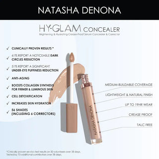 Corrector Hy-Glam Brightening & Hydrating Crease Proof Serum Concealer - NATASHA DENONA