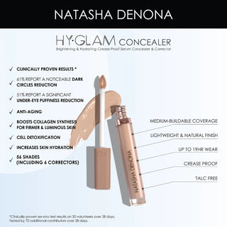 Corrector Hy-Glam Brightening & Hydrating Crease Proof Serum Concealer - NATASHA DENONA