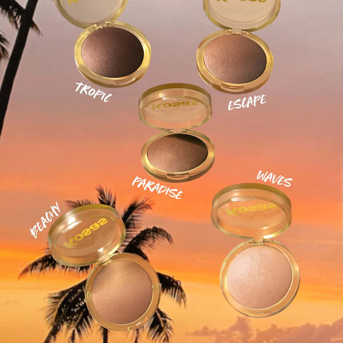 Baked Bronzer The Sun Show Glowy Warmth Talc-Free - Kosas vista frontal con fondo blanco.