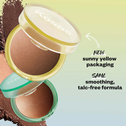 Baked Bronzer The Sun Show Glowy Warmth Talc-Free - Kosas vista frontal con fondo blanco.