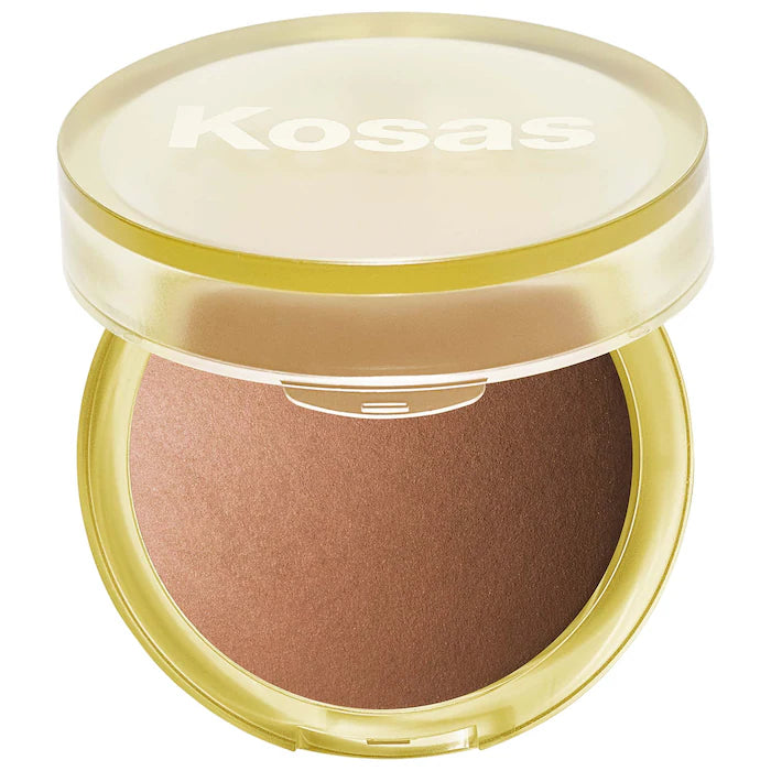 Baked Bronzer The Sun Show Glowy Warmth Talc-Free - Kosas vista frontal con fondo blanco.