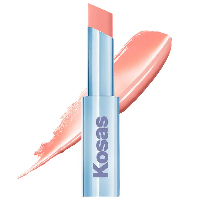 Labial brillante hidratante Wet Stick™ con ceramidas - Kosas vista frontal con fondo blanco.