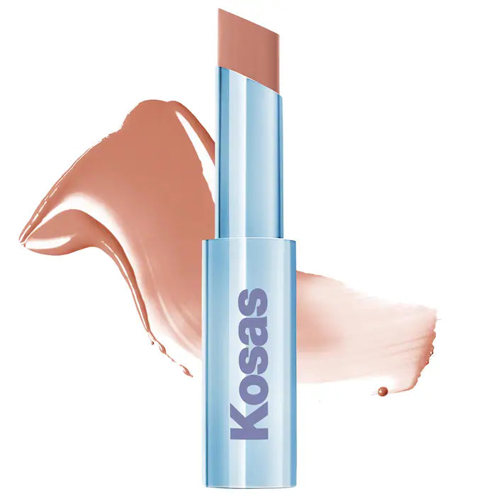 Labial brillante hidratante Wet Stick™ con ceramidas - Kosas vista frontal con fondo blanco.