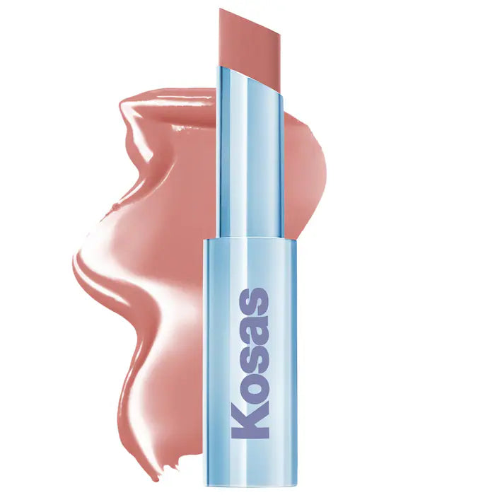 Labial brillante hidratante Wet Stick™ con ceramidas - Kosas vista frontal con fondo blanco.