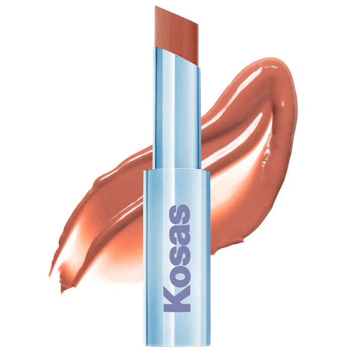 Labial brillante hidratante Wet Stick™ con ceramidas - Kosas vista frontal con fondo blanco.