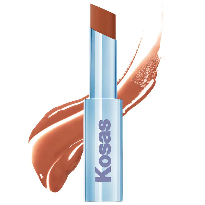 Labial brillante hidratante Wet Stick™ con ceramidas - Kosas vista frontal con fondo blanco.