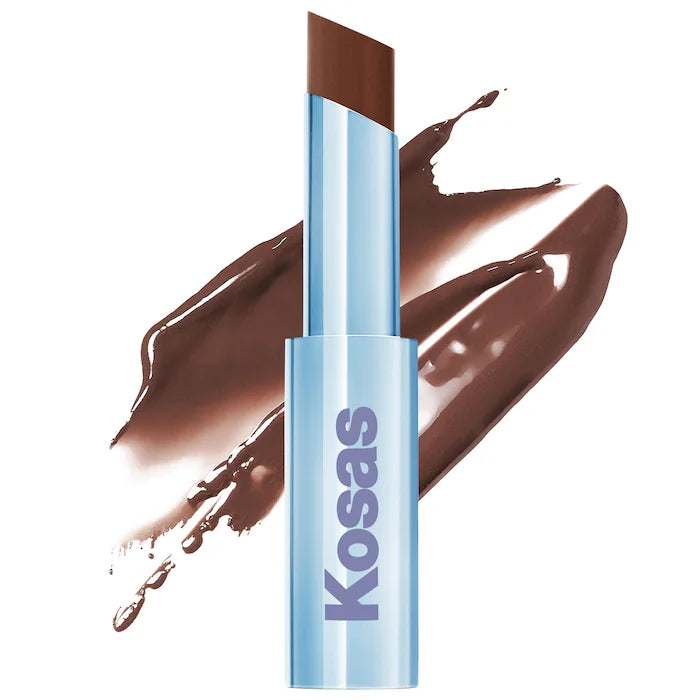 Labial brillante hidratante Wet Stick™ con ceramidas - Kosas vista frontal con fondo blanco.