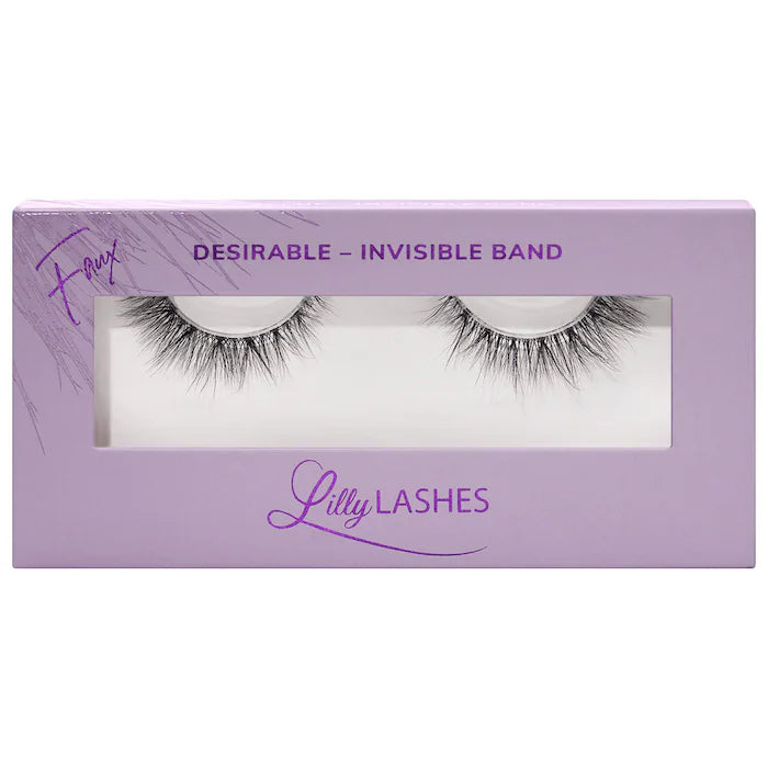 Pestañas postizas reutilizables de Banda Invisible - Lilly Lashes vista frontal con fondo blanco.