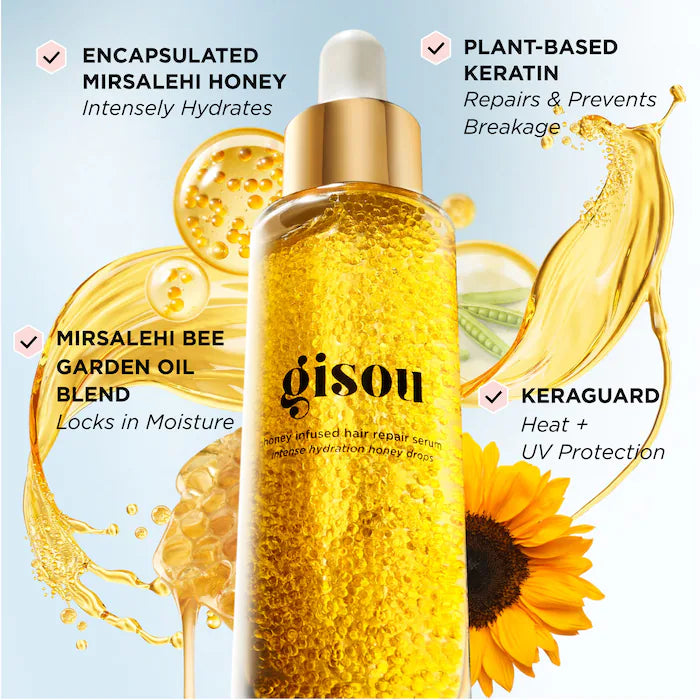 Honey Infused™ Serum reparador para cabello - Gisou vista frontal con fondo blanco.