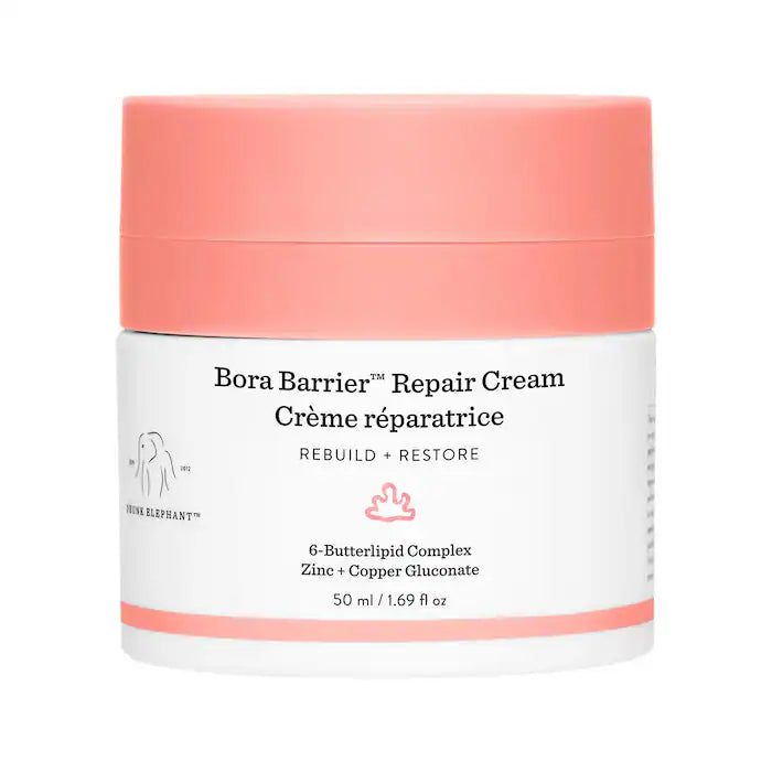 Crema Reparadora con Complejo 6-Butterlipid Bora Barrier™ - Drunk Elephant vista frontal con fondo blanco.