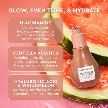 Sun Glow Serum Watermelon Glow Niacinamide Hue Drops - Glow Recipe vista frontal con fondo blanco.