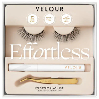 Kit de Pestañas postizas reutilizables Effortless - Velour Lashes vista frontal con fondo blanco.